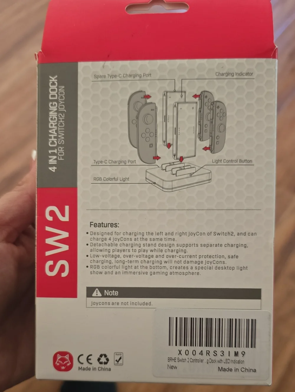 SW2 4-in-1 Charging Dock for Switch JoyCon - Black with RGB Accent